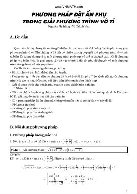 Phương pháp đặt ẩn phụ trong giải phương trình vô tỉ